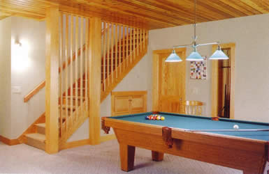 game room, timber frame, timber frame and log homes