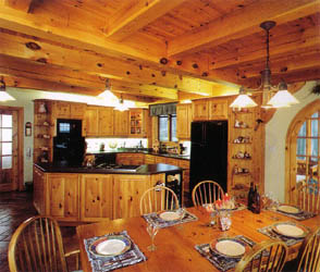 kitchen, timber frame, timber frame and log homes